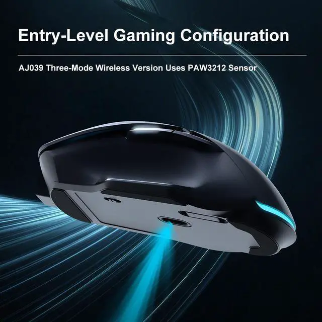 Alt view image 4 of 7 - Ajazz AJ039 Wireless Gaming Mouse RGB 7 Buttons Tri-mode Wired Bluetooth Mouse PAW3212 Ergonomic Design for PC Laptop Desktop