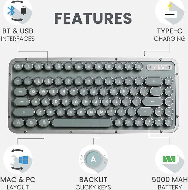 Alt view image 7 of 7 - Azio Retro Compact Keyboard Limited Edition Set - Gaia (MK-RCK-L-08-US)