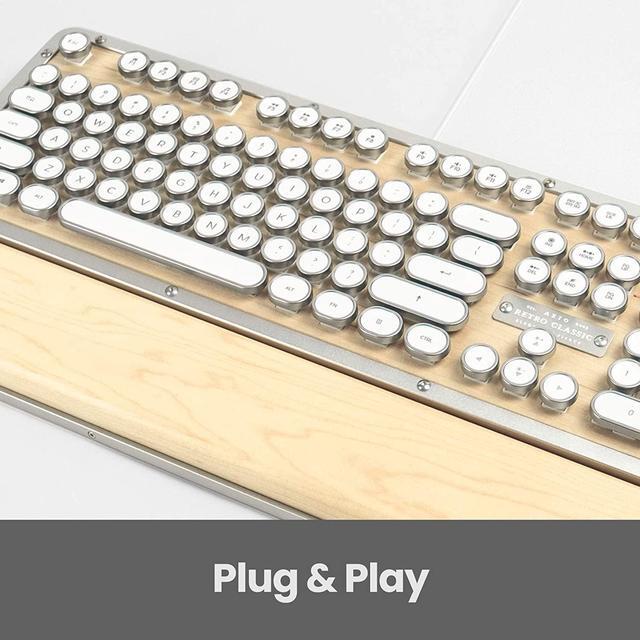 Alt view image 5 of 8 - Azio Retro Classic USB (Maple)- Wired Backlit Vintage Maple Wood Mechanical Keyboard for PC (MK-RETRO-W-02-US)