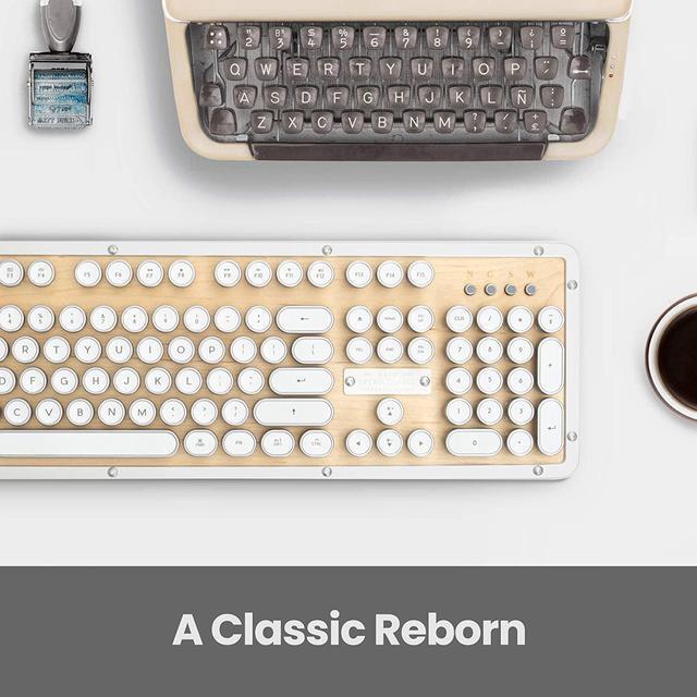 Alt view image 3 of 8 - Azio Retro Classic USB (Maple)- Wired Backlit Vintage Maple Wood Mechanical Keyboard for PC (MK-RETRO-W-02-US)