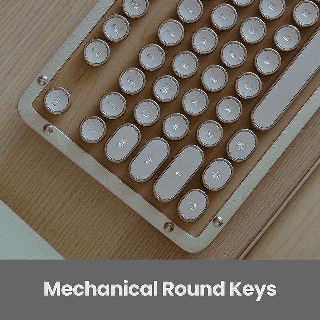 Alt view image 4 of 8 - Azio Retro Classic USB (Maple)- Wired Backlit Vintage Maple Wood Mechanical Keyboard for PC (MK-RETRO-W-02-US)