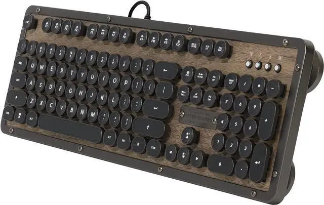 Alt view image 2 of 7 - Azio Retro Classic USB (Elwood) - Wired Vintage Backlit Mechanical Keyboard for PC, Walnut Wood (MK-RETRO-W-01-US)