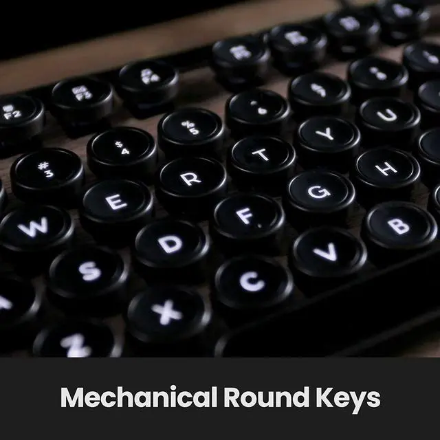 Alt view image 4 of 7 - Azio Retro Classic USB (Elwood) - Wired Vintage Backlit Mechanical Keyboard for PC, Walnut Wood (MK-RETRO-W-01-US)
