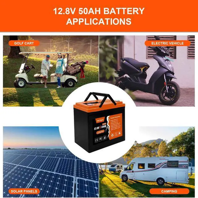 Alt view image 7 of 7 - PFCTART 12.8V 50Ah LiFePO4 Lithium Iron Battery Deep Cycle BMS For Solar RV Boat Fishing