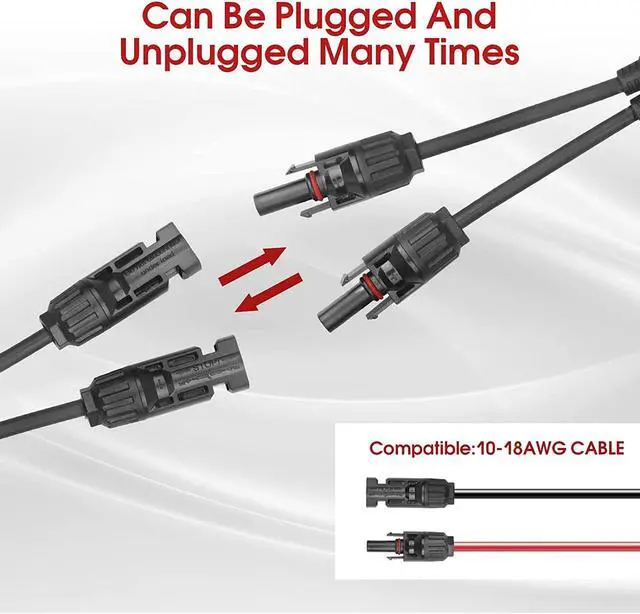 Alt view image 6 of 7 - Solar Panel Cable Connector Adapter Waterproof IP65 Solar Y Branch Connector