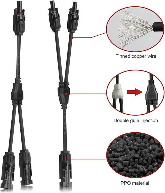 Alt view image 3 of 7 - Solar Panel Cable Connector Adapter Waterproof IP65 Solar Y Branch Connector