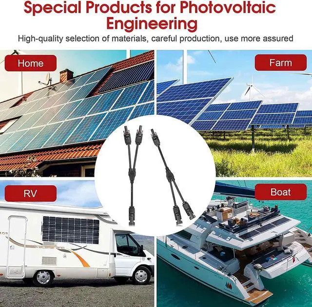 Alt view image 7 of 7 - Solar Panel Cable Connector Adapter Waterproof IP65 Solar Y Branch Connector