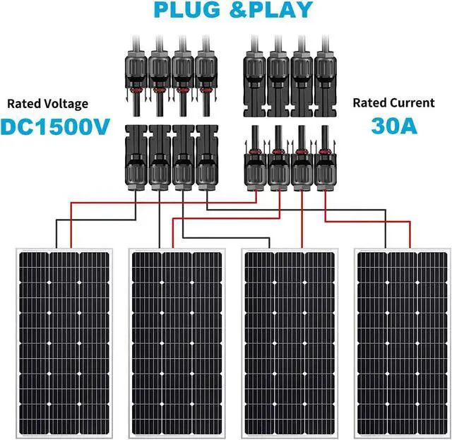 Alt view image 5 of 7 - Solar Panel Y Branch Cable Connection Waterproof Adapter Connector Extension 1 to 4