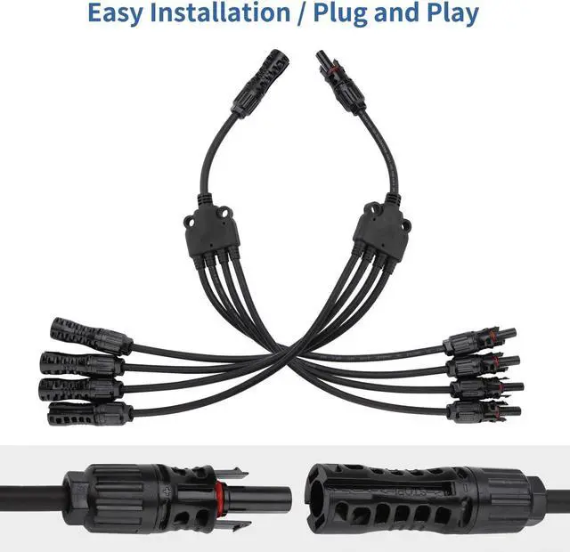 Alt view image 6 of 7 - Solar Panel Y Branch Cable Connection Waterproof Adapter Connector Extension 1 to 4