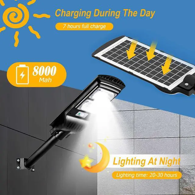 Alt view image 4 of 7 - 9900000LM Super LED Solar Street Light Motion Sensor Dusk-to-Dawn Road Lamp