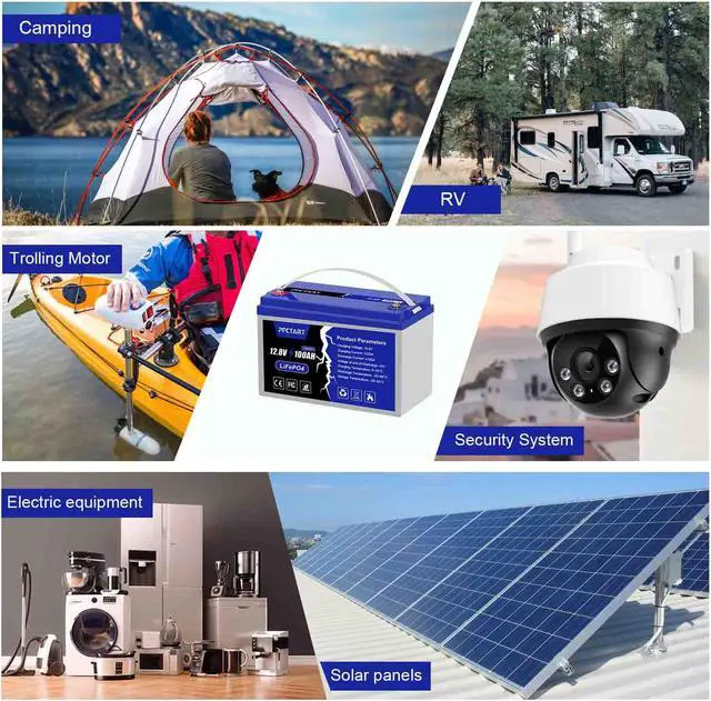 Alt view image 7 of 7 - 12V 100AH LiFePO4 Deep Cycle Lithium Battery for RV Marine Off-Grid Solar System