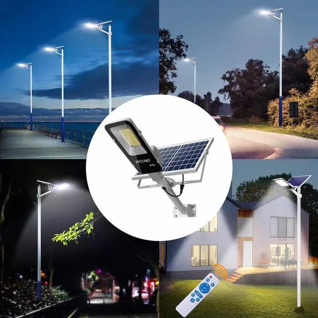 Alt view image 6 of 7 - Super Bright Commercial Solar Street Light Dusk to Dawn Road Lamp+Pole+Remote