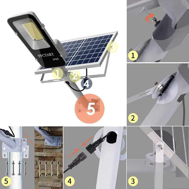 Alt view image 7 of 7 - Super Bright Commercial Solar Street Light Dusk to Dawn Road Lamp+Pole+Remote