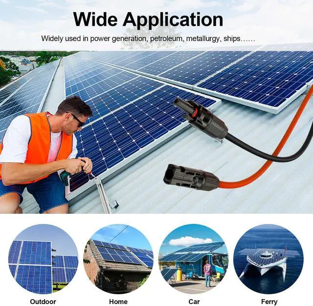 Alt view image 2 of 7 - 16.5 ft 10 AWG Solar Panel Extension Cable 6mm² PV Wire Connector Pair Black and Red