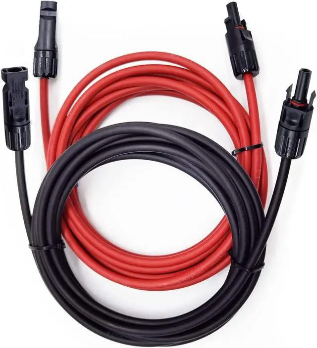 Main image of PFCTART 1 Pair 3FT Black+Red Solar Panel Extension Cable Wire Solar Connectors 10 AWG Gauge