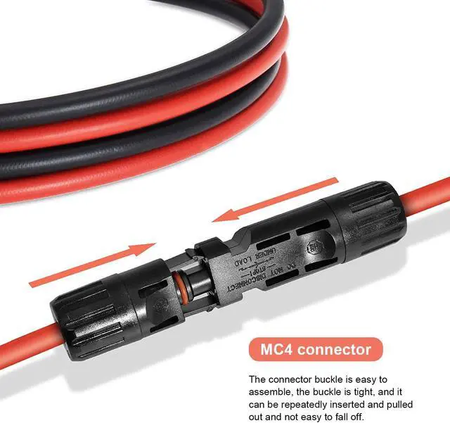 Alt view image 5 of 7 - PFCTART 10 AWG 10FT 3M Black+Red Solar Panel Extension Cable Silicone Flexible Wire 6mm² Connectors