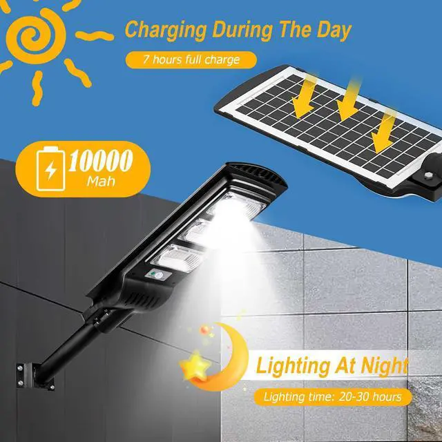 Alt view image 3 of 7 - Solar Street Light 300W Watts Light Control&PIR Motion Sensor Dusk to Dawn