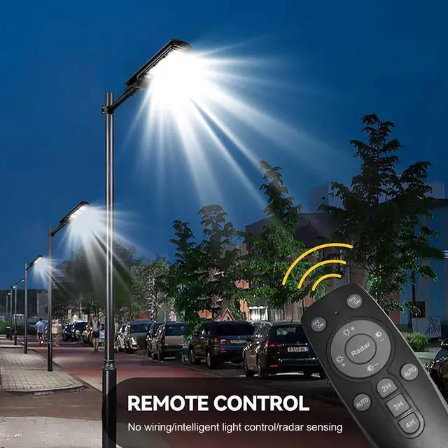 Alt view image 6 of 7 - Solar Street Light 300W Watts Light Control&PIR Motion Sensor Dusk to Dawn