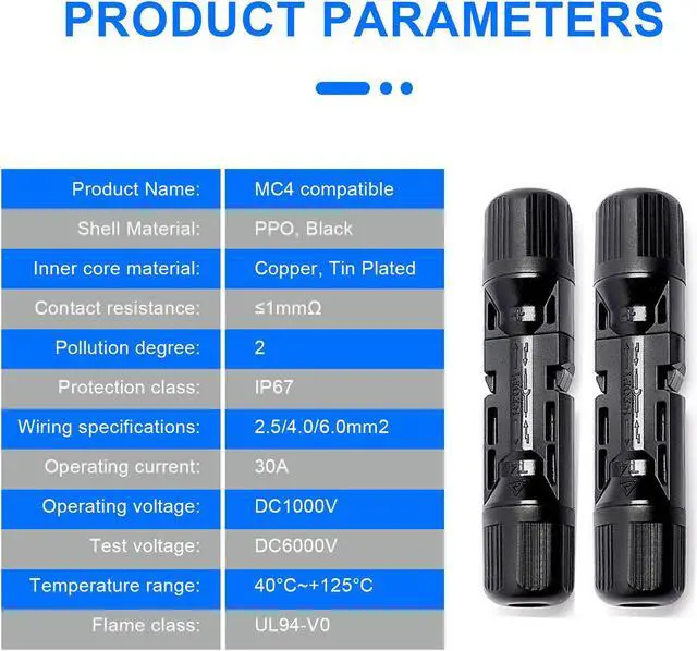 Alt view image 2 of 7 - PFCTART 10 Pairs NEW Male Female M/F Wire Cable Connector Set Solar Panel 30A Waterproof