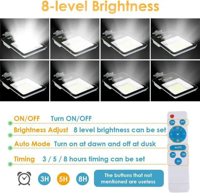 Alt view image 7 of 7 - 2000W Watts Commercial LED Solar Street Light Dusk to Dawn Parking Lot Road Lamp