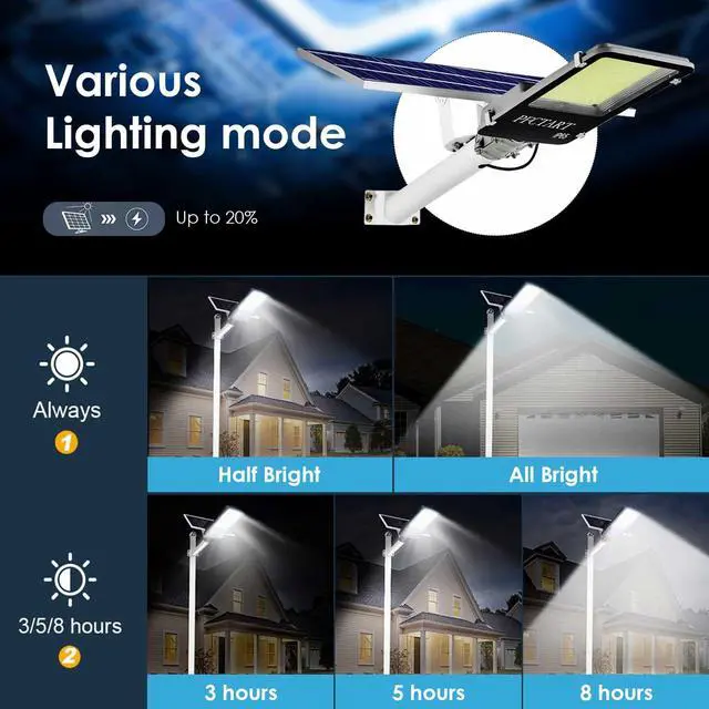 Alt view image 6 of 7 - 2000W Watts Commercial LED Solar Street Light Dusk to Dawn Parking Lot Road Lamp
