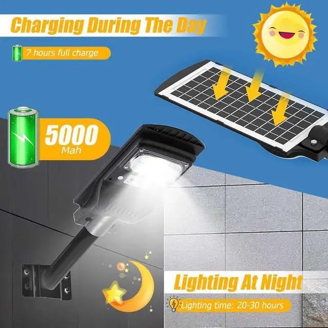 Alt view image 5 of 7 - 9900000LM Commercial LED Solar Street Light Motion Sensor Dusk-to-Dawn Road Lamp