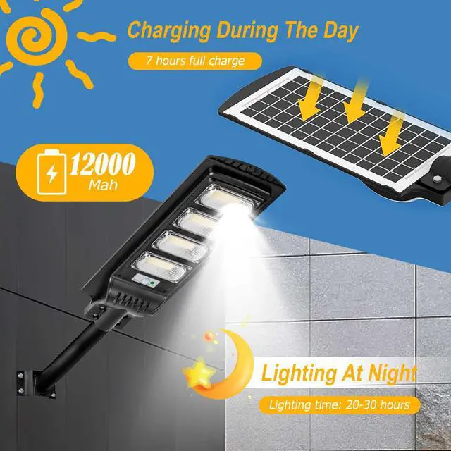 Alt view image 5 of 7 - Commercial Solar Street Flood Light LED Lamp Outdoor Area Dusk To Dawn Wall Lamp