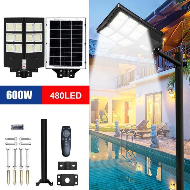 DENGMALL 600W LED Solar Street Lights Outdoor, Dusk to Dawn