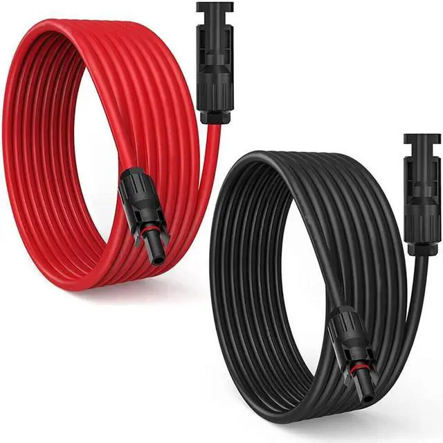 Main image of PFCTART 49.2FT Solar Panel Extension Cable Silicone Flexible +Wire Connector Black & Red(6mm²)