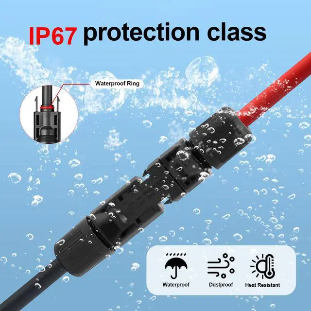 Alt view image 6 of 7 - PFCTART 49.2FT Solar Panel Extension Cable Silicone Flexible +Wire Connector Black & Red(6mm²)