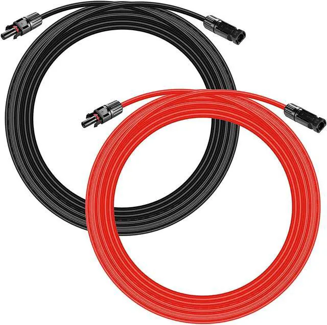 Main image of PFCTART 10 AWG 10FT 3M Black+Red Solar Panel Extension Cable Silicone Flexible Wire 6mm² Connectors