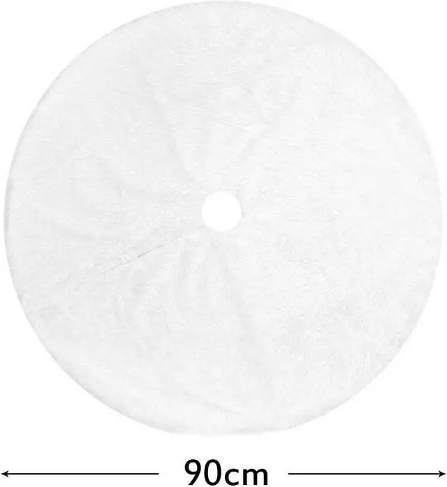 Alt view image 3 of 7 - Christmas Tree Skirt Snowy White Faux Plush Fur Floor Ornament Xmas Party Decor