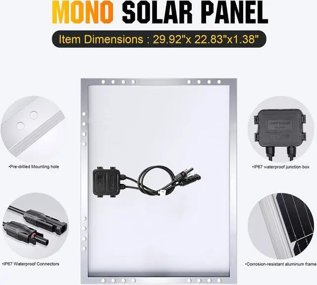 Alt view image 2 of 7 - 100W 12V Mono Solar Panel Solar Panels Battery Charger RV Camping Home Off Grid