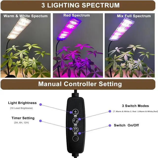 Alt view image 4 of 6 - PFCTART Adjustable Full Spectrum Desk Growth Lamp Automatic Timer LED Plant Growing US