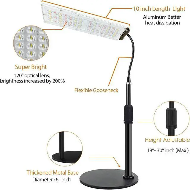 Alt view image 6 of 6 - PFCTART Adjustable Full Spectrum Desk Growth Lamp Automatic Timer LED Plant Growing US