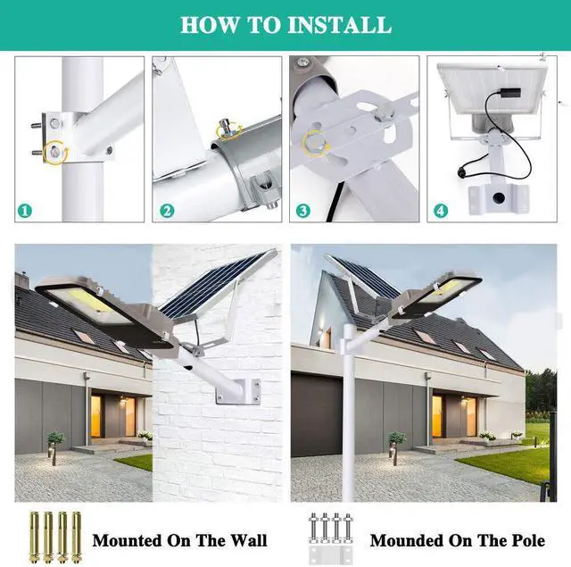 Alt view image 7 of 7 - PFCTART 150W Commercial Solar Street  Light LED Lamp Outdoor Area Dusk To Dawn Wall Lamp