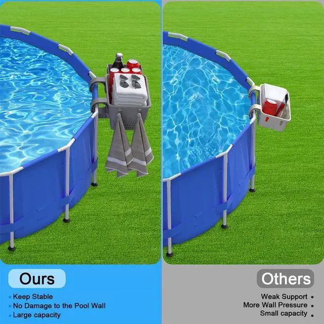 Alt view image 6 of 7 - PFCTART Poolside Storage with Pool Cup Holder, Thickened Plastic Pool Basket for Above Ground Pool Accessories, Multifunctional Poolside Holder Fits for Most Frame Pools (2 Pack)