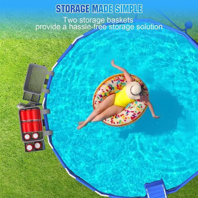 Alt view image 3 of 7 - PFCTART Poolside Storage with Pool Cup Holder, Thickened Plastic Pool Basket for Above Ground Pool Accessories, Multifunctional Poolside Holder Fits for Most Frame Pools (2 Pack)