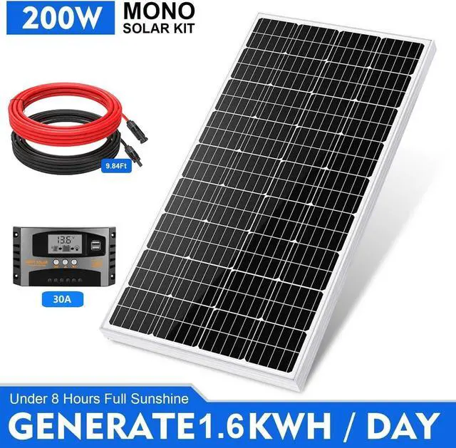 Main image of PFCTART 200W 12V Solar Panel Power Bank Kit with 30A MPPT Solar Controller Outdoor for RV Boat Camping