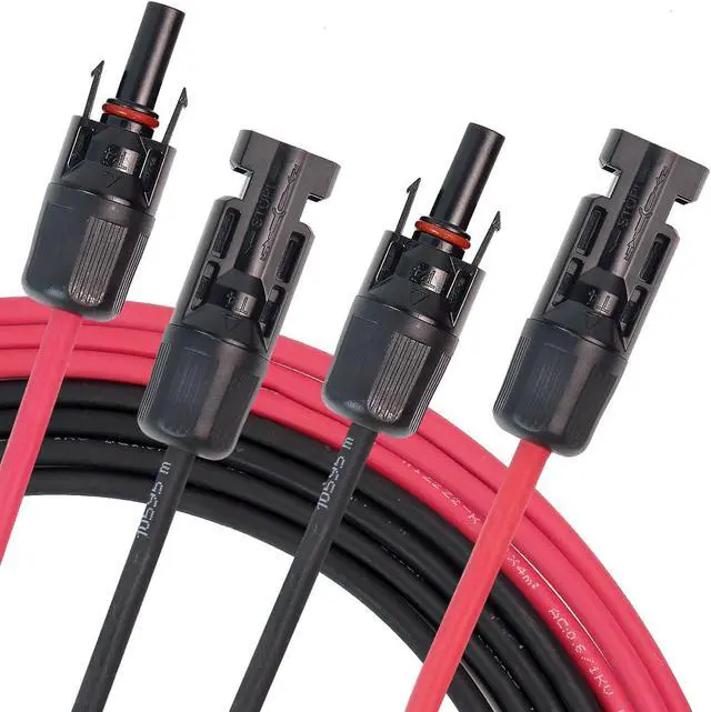 Alt view image 7 of 7 - PFCTART 32.8FT Black + Red Connectors 10AWG Gauge 6mm² Cable 1 Pair Solar Panel Extension Cable Wire 10M