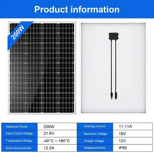 Alt view image 3 of 7 - PFCTART Solar Panel Kit 400W 12V Mono Solar Panel Solar Off Grid System RV Boat PV Panel
