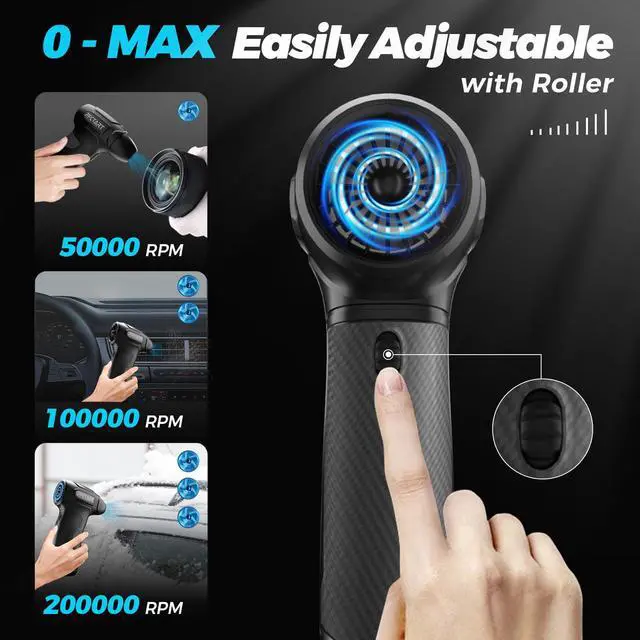 Alt view image 2 of 7 - PFCTART Compressed Air Duster-200000RPM 8000mAh Super Power Electric Air Duster, Cordless air Blower Rechargeable for Cleaning Camera Computer, Household and Pet Hair