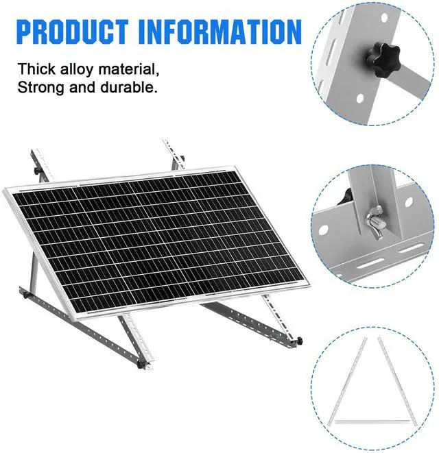 Alt view image 4 of 7 - PFCTART 45 inch Adjustable Solar Panel Mount Brackets Tilt Mounting Rack Bracket (2 Set) RV