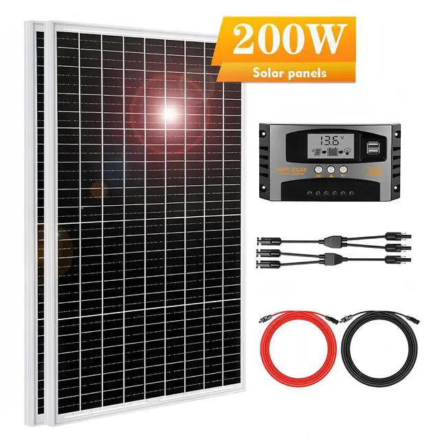 Main image of PFCTART 200W 12V Solar Panel Starter Kit Mono Solar Module w/30A Battery Charge Controller