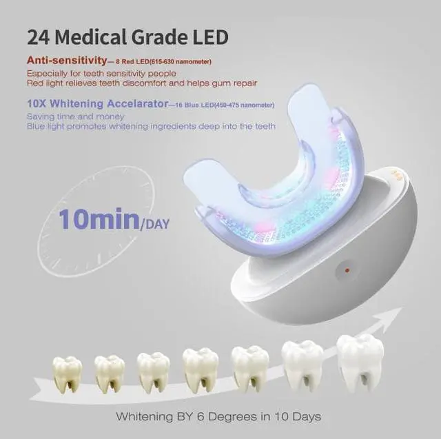 Alt view image 3 of 5 - KAVVO Shell Teeth Whitening Kit with Automatic UV Disinfection Function, Dust-Proof, 450mAh Rechargeable Battery, 14-Time Runtime, Extra Teeth Tray & Gel Tubes for a Brighter Smile