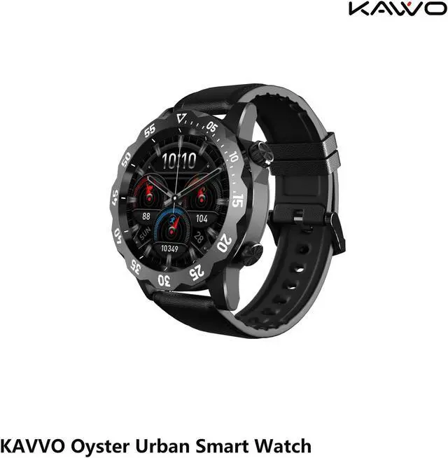 Alt view image 2 of 6 - KAVVO Oyster Urban Smart Watch for iOS Android Phones, Luminous Technology with Mechanical Rotating Bezel, IP 68 Waterproof, Fitness Tracker with Blood Oxygen and Heart Rate Monitor
