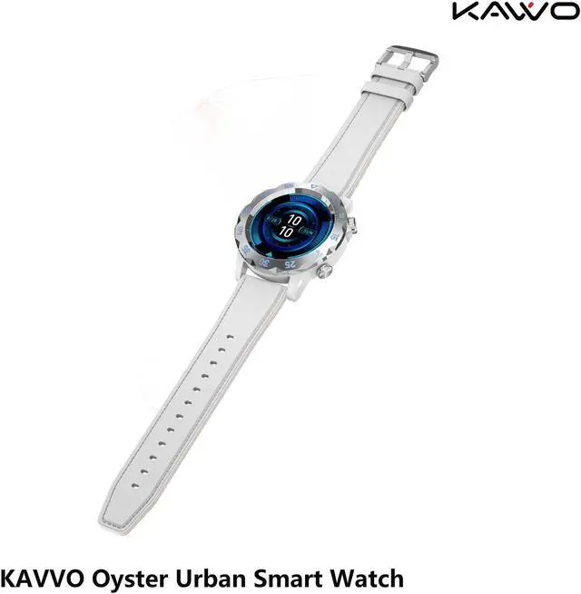 Alt view image 3 of 6 - KAVVO Oyster Urban Smart Watch for iOS Android Phones, Luminous Technology with Mechanical Rotating Bezel, IP 68 Waterproof, Fitness Tracker with Blood Oxygen and Heart Rate Monitor Raw White