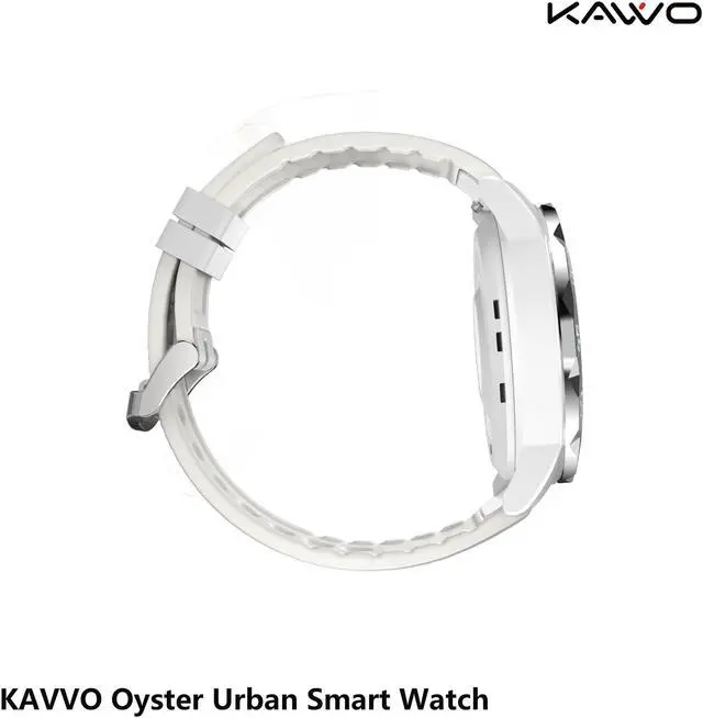 Alt view image 5 of 6 - KAVVO Oyster Urban Smart Watch for iOS Android Phones, Luminous Technology with Mechanical Rotating Bezel, IP 68 Waterproof, Fitness Tracker with Blood Oxygen and Heart Rate Monitor Raw White