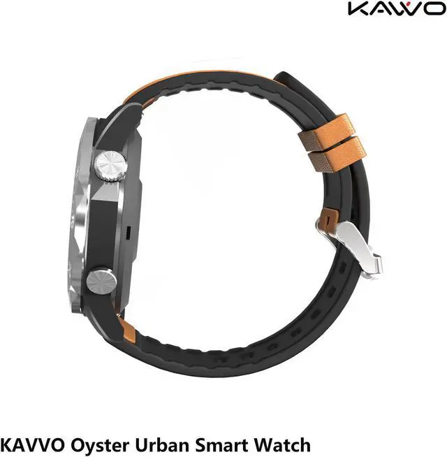 Alt view image 5 of 6 - KAVVO Oyster Urban Smart Watch for iOS Android Phones, Luminous Technology with Mechanical Rotating Bezel, IP 68 Waterproof, Fitness Tracker with Blood Oxygen and Heart Rate Monitor Titanium Gray