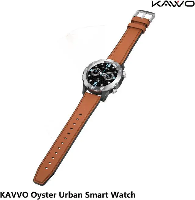 Alt view image 3 of 6 - KAVVO Oyster Urban Smart Watch for iOS Android Phones, Luminous Technology with Mechanical Rotating Bezel, IP 68 Waterproof, Fitness Tracker with Blood Oxygen and Heart Rate Monitor Titanium Gray